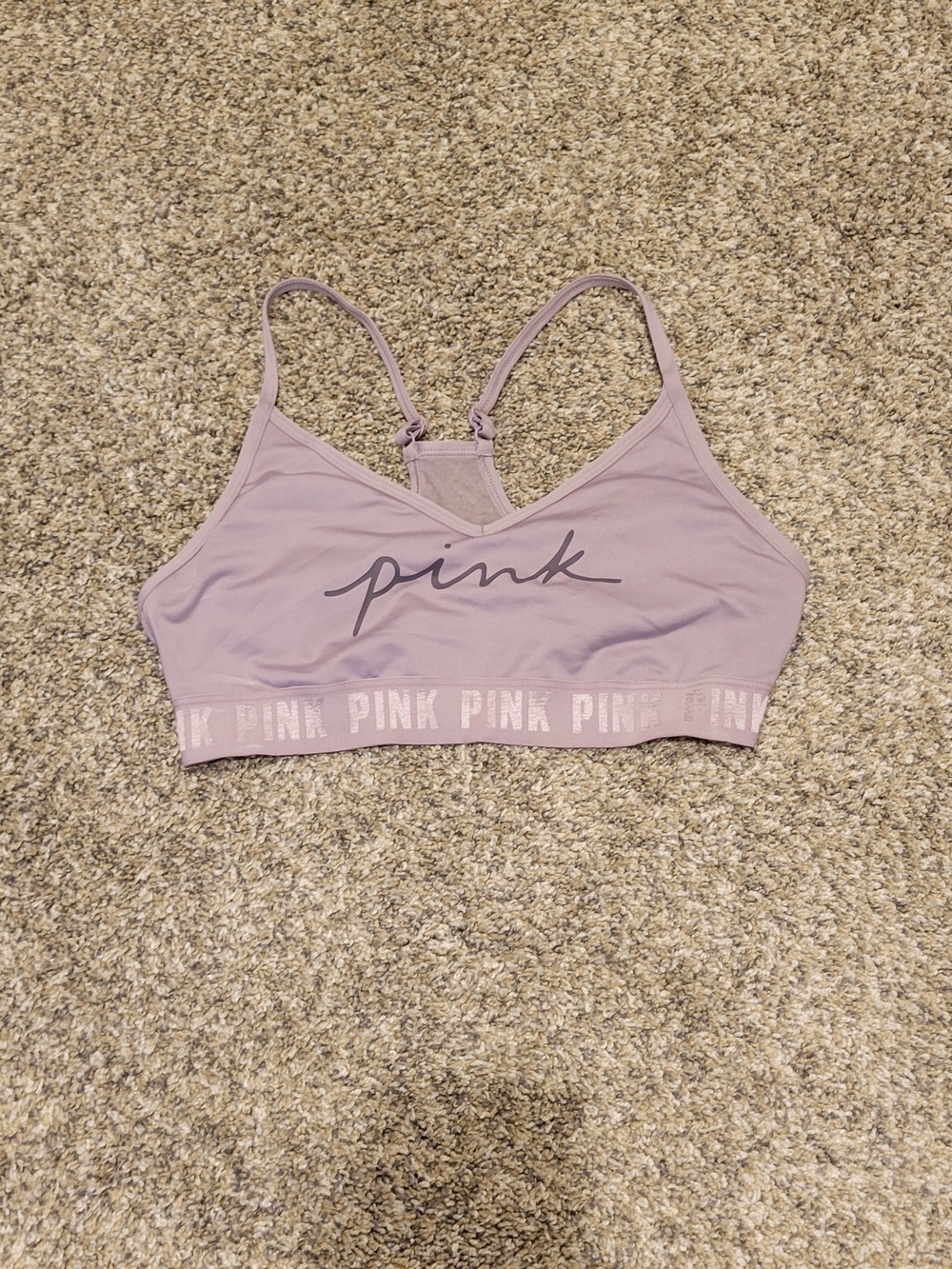 PINK Victoria's Secret Dusty Mauve Logo Sports Bra